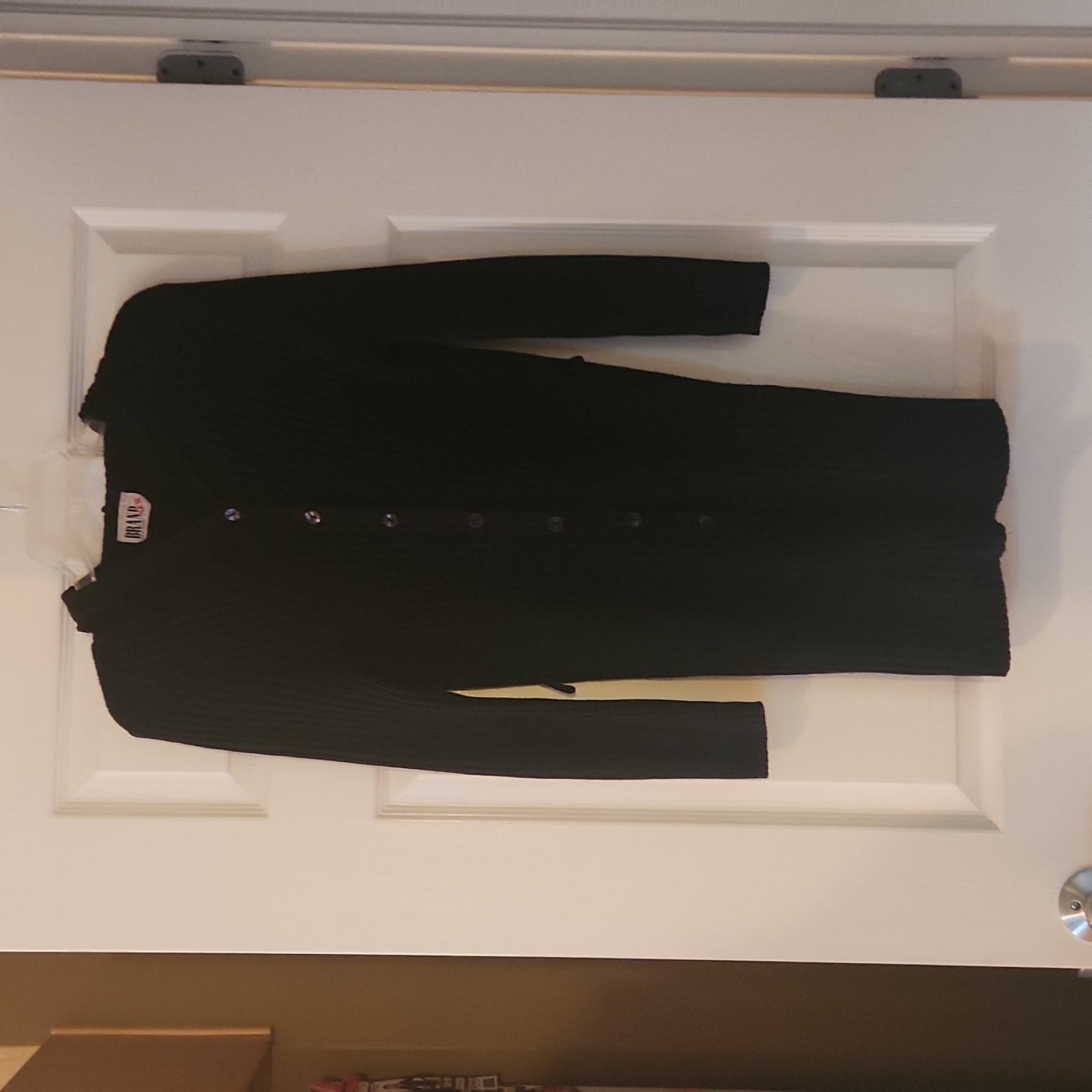 Black Medium Knit Button Down Duster.